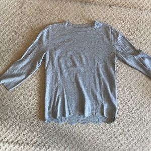 Scalloped edge gray sweater